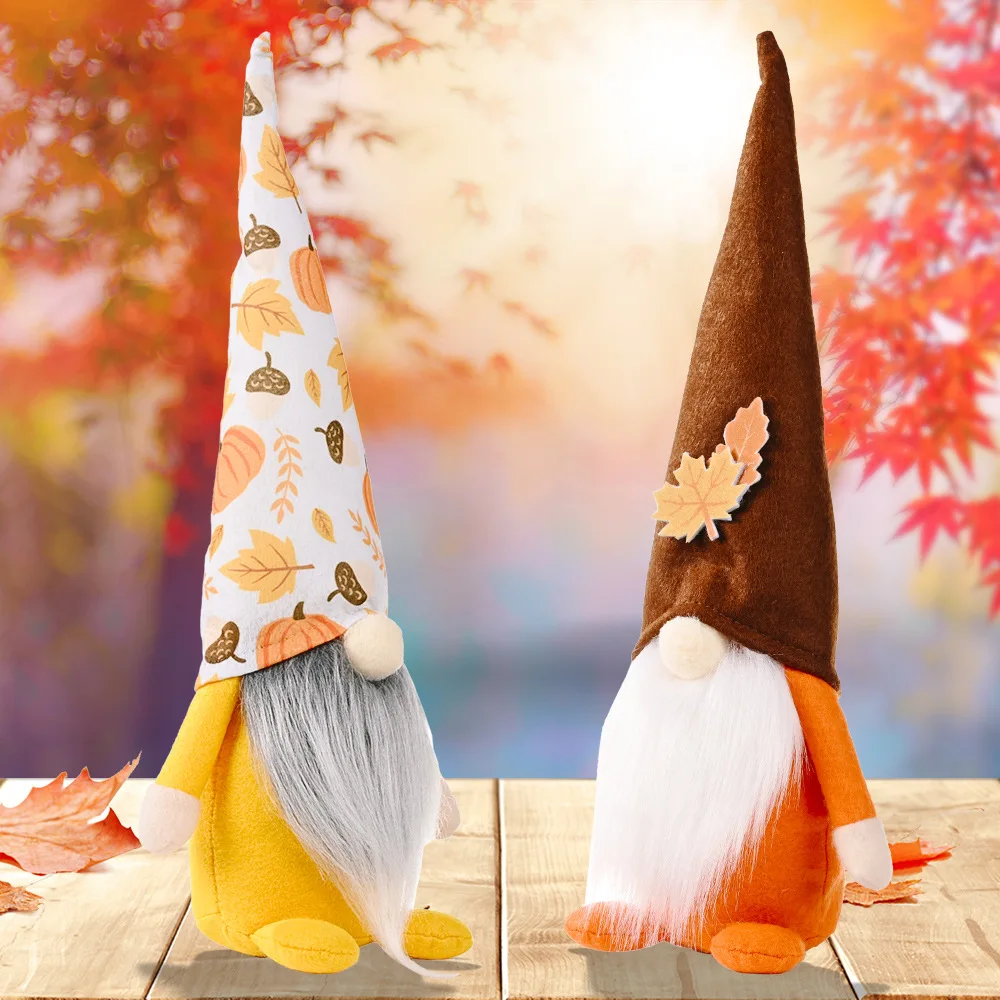 Ychon  Harvest Tiered Tray Decor Gnome Plush Doll Scandinavian Autumn Tomte Fall Thanksgiving Decor