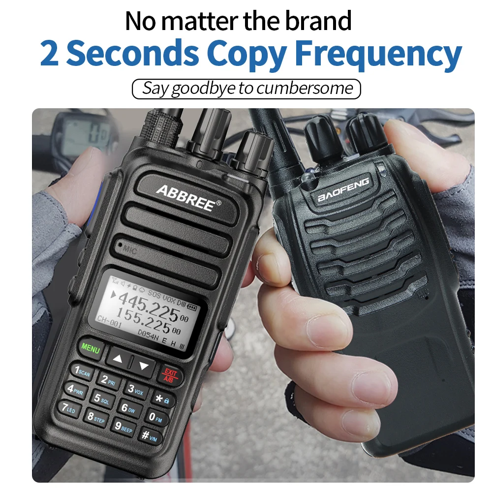 ABBREE  AR-830 NOAA Walkie Talkie 136-520MHz Air Band Wireless Copy Frequency High Power Support Type-C Charger Two-Way Radio