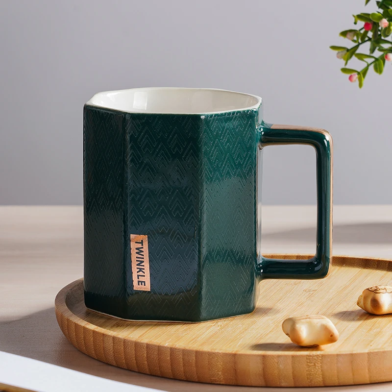 Creative Gold Polygon Ceramic Coffee Mug Porcelain Juice Drinking Cup Breakfast Coffee Milk Teacup