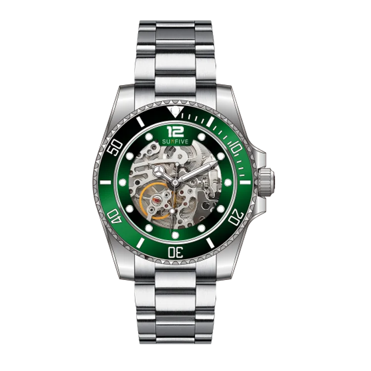 Luxury Custom Automatic Movement Black Low Moq Sapphire Glass Dive Date Frame Stainless Steel Design Stylish Watches For Men