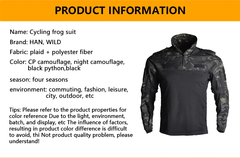 HAN WILD Cycling shirt Outdoor frog suit T-shirt Tactical style camouflage suit