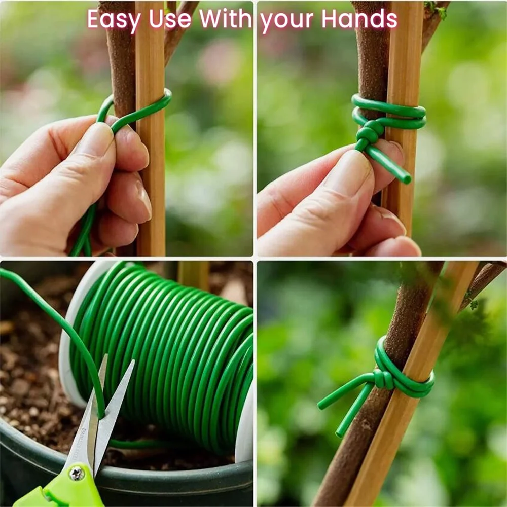 3.5mm x 20m Green Flexible Plant Tie Wire Soft Garden Twist Tie Bendy Tree Ties