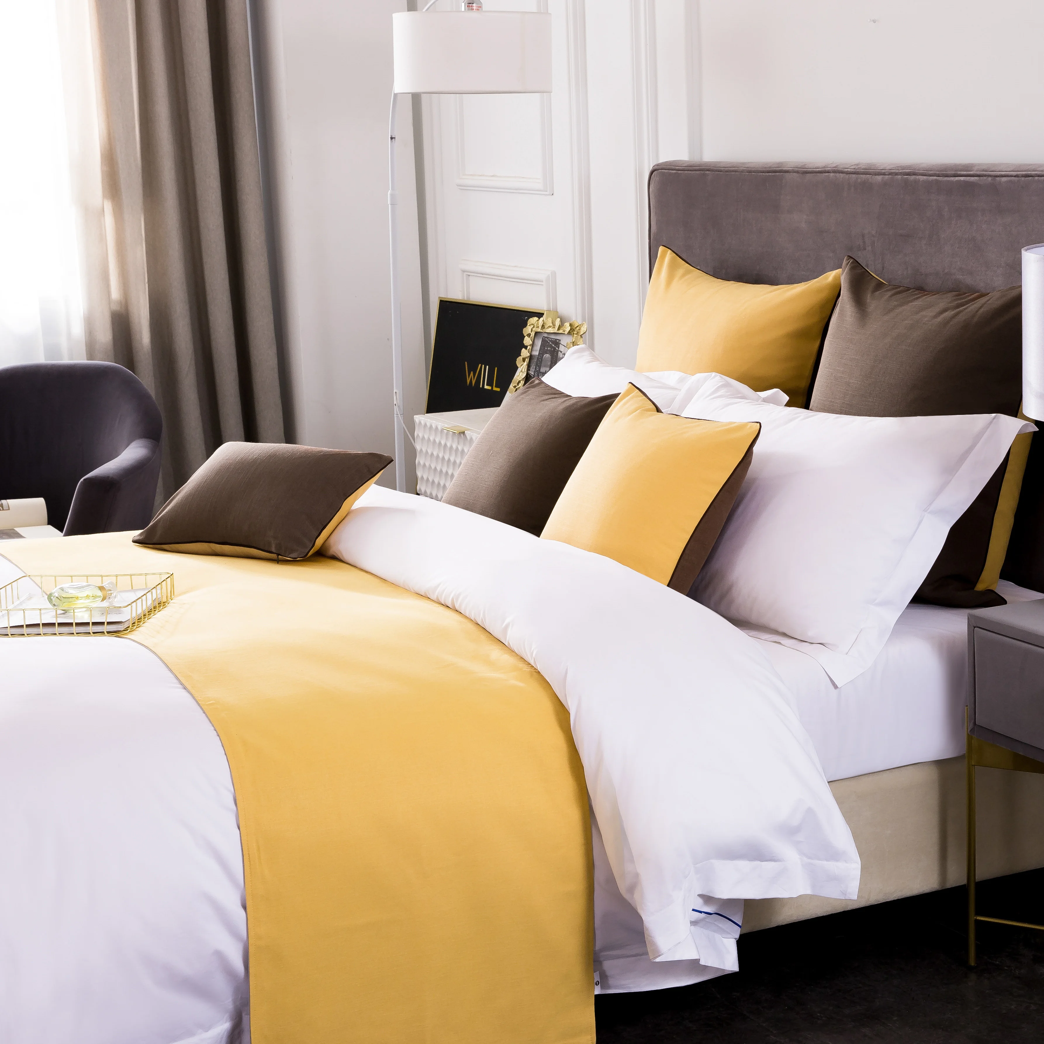 Wholesale Holiday Inn Express Hotel 100% Cotton Bedsheet Bedding Sets Bed Sheet King Queen Size Quilt Cover Set