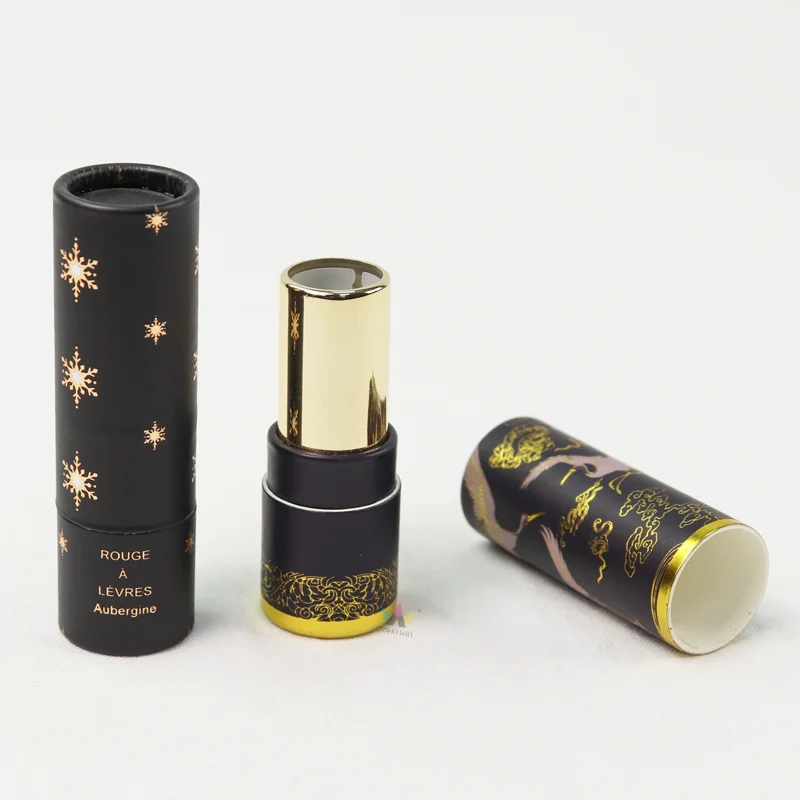 Wholesale Gold Glitter Lipstick Storage Tubes Box Small Packaging Gift Box Recycled Craft Tube Paper Lipstick Box