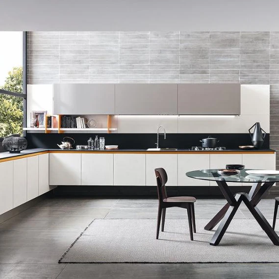 European Style Kitchen Cabinets Ideas Melamine Finishing Kitchen Cabinet Solid Wood Modern Flat Edge Set