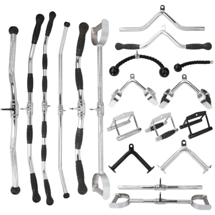 Gym Equipment Accessories Cable Attachment Handle Machine Strength Exercise Chrome