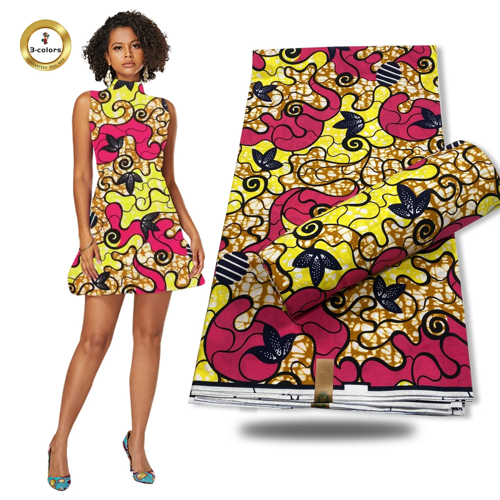 Hot Sale New Model African Java Batik Veritable Cotton Printed Fabric For Wax Cloth