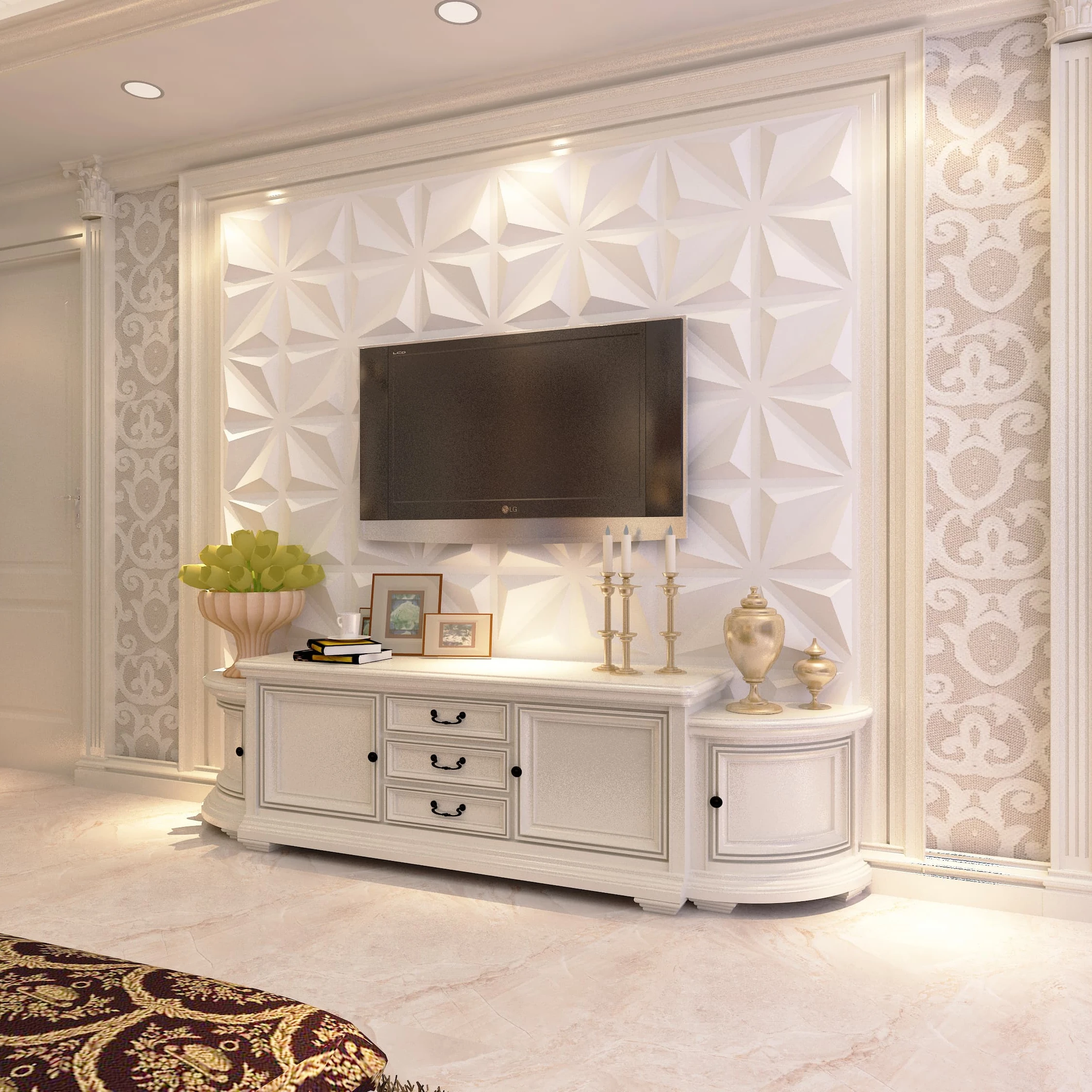 2021 Wholesale Price Modern Art wall Decoration Material 3D Acoustic Gypsum wall panels