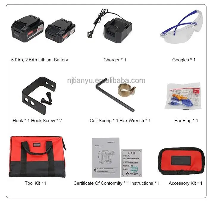 Fastening Tool Electric Concrete Cordless Gas Nail Gun For Gas Power and Drive Pins