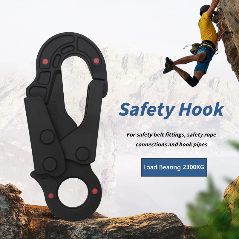 Jensan Custom Logo Insulation Dielectric Overmolded Safety Scaffold Double Snap Hook For Fall Protection Electrician Work