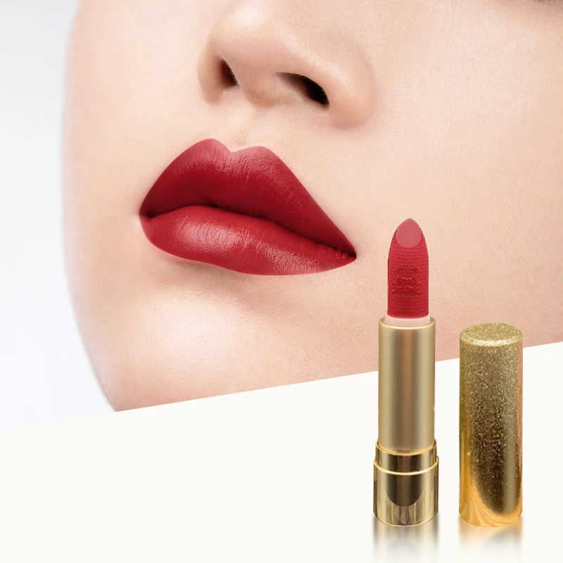 Luxury gift Gift High Pigment good quality golden Matte Waterproof Red Cosmetic Lipstick