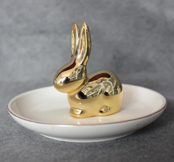 Luxury Porcelain Key Holder Ceramic Jewelry Ring Tray Decor Plate Creative 3D Animal Design Trinket Holder for Jewelry Organizer