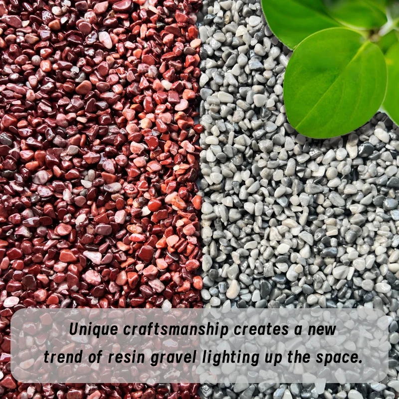 Dark Gray Light Gray Tumbled Pebble Stone Natural Cobble Epoxy Floor Resin Bound Surface Exposed Aggregate Concrete Gravel
