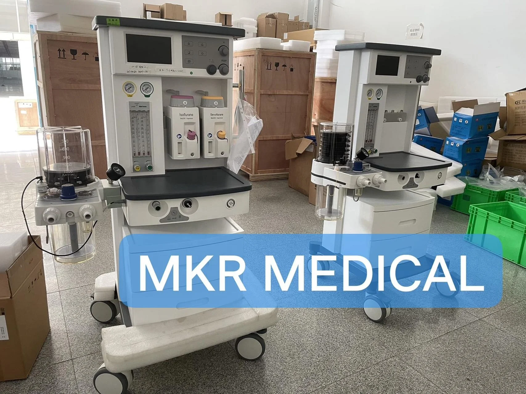 Manufacturer medical anesthesia machine big screen 2 vaporizer anesthesia system with visual and sound alarm