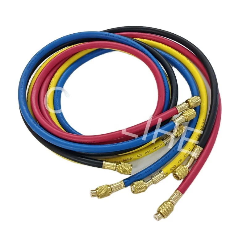 Hot selling Charging Hose with Safety Valve Freon Refrigerant Gas R12 R134 R410 R32 Charging Hose for AC Manifold Gauge