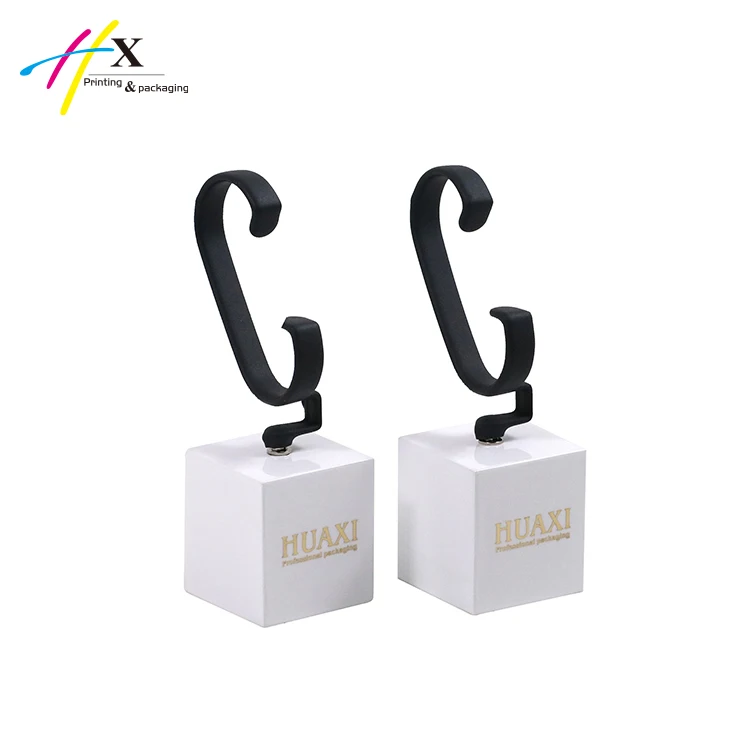 Multi-function white  Luxury Custom Logo Pillow Holder Wooden black PU Leather Watch Display Stand Window Display Set Watch Tray