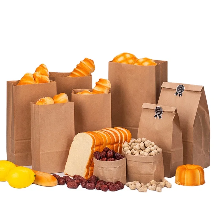 Wholesale Food Grade Waterproof Ziplock Biodegradable Brown Kraft Paper Kraft Stand Up Pouch Snack Food Bag With Printing 100Pcs