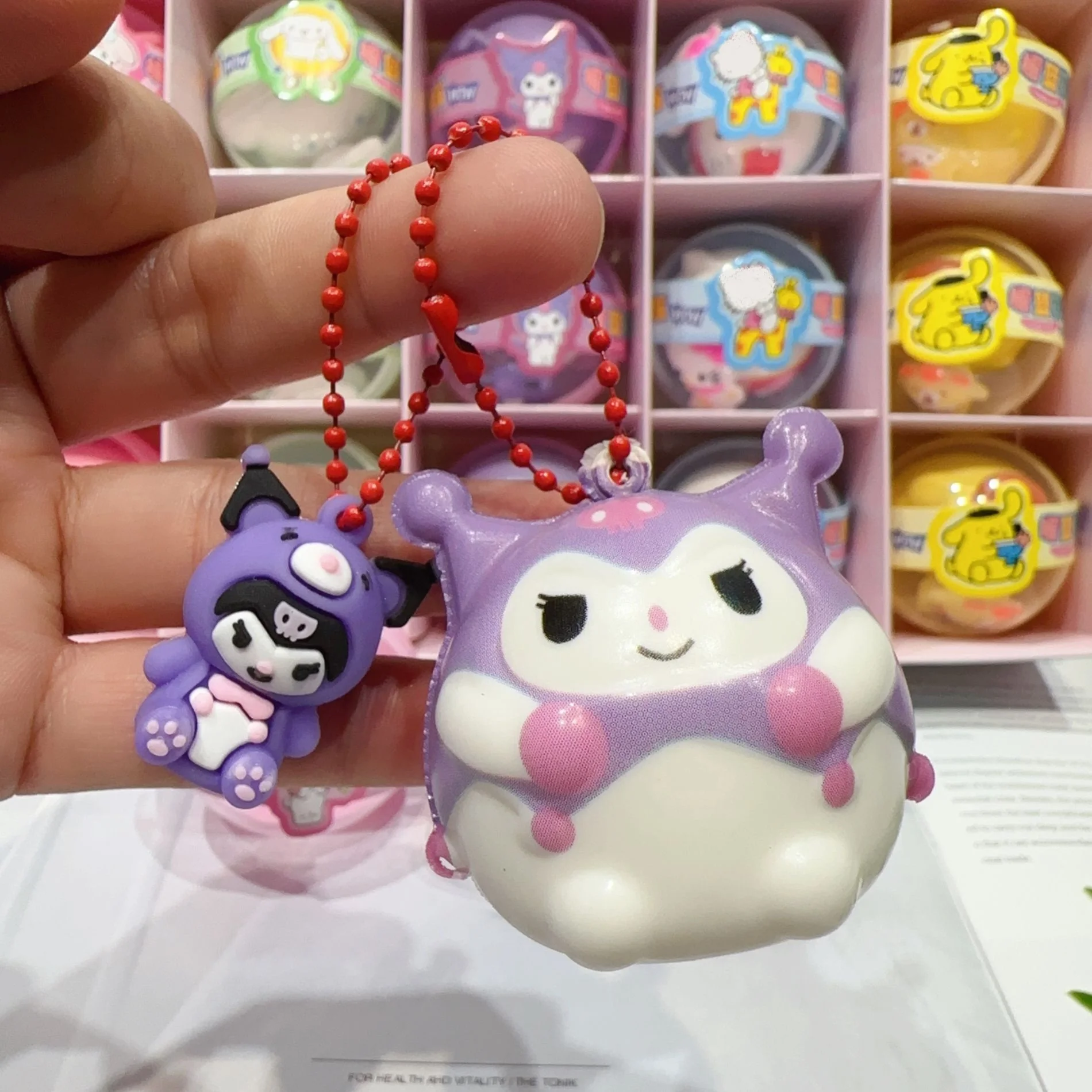 DAHOUFA091 20pc/box Kuromi Stress Reliever Knead Toy Cartoon Stress Reliever Figure Release Toy Key Chain Pendant Gifts