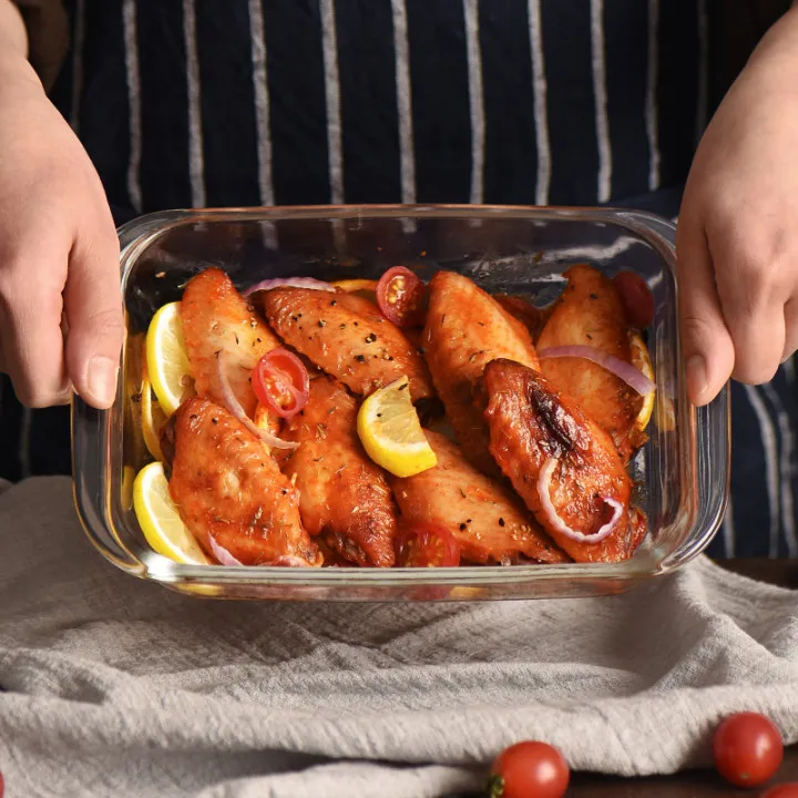 
High temperature resistance glass baking tray microwave oven glass bakeware set pizza pan 