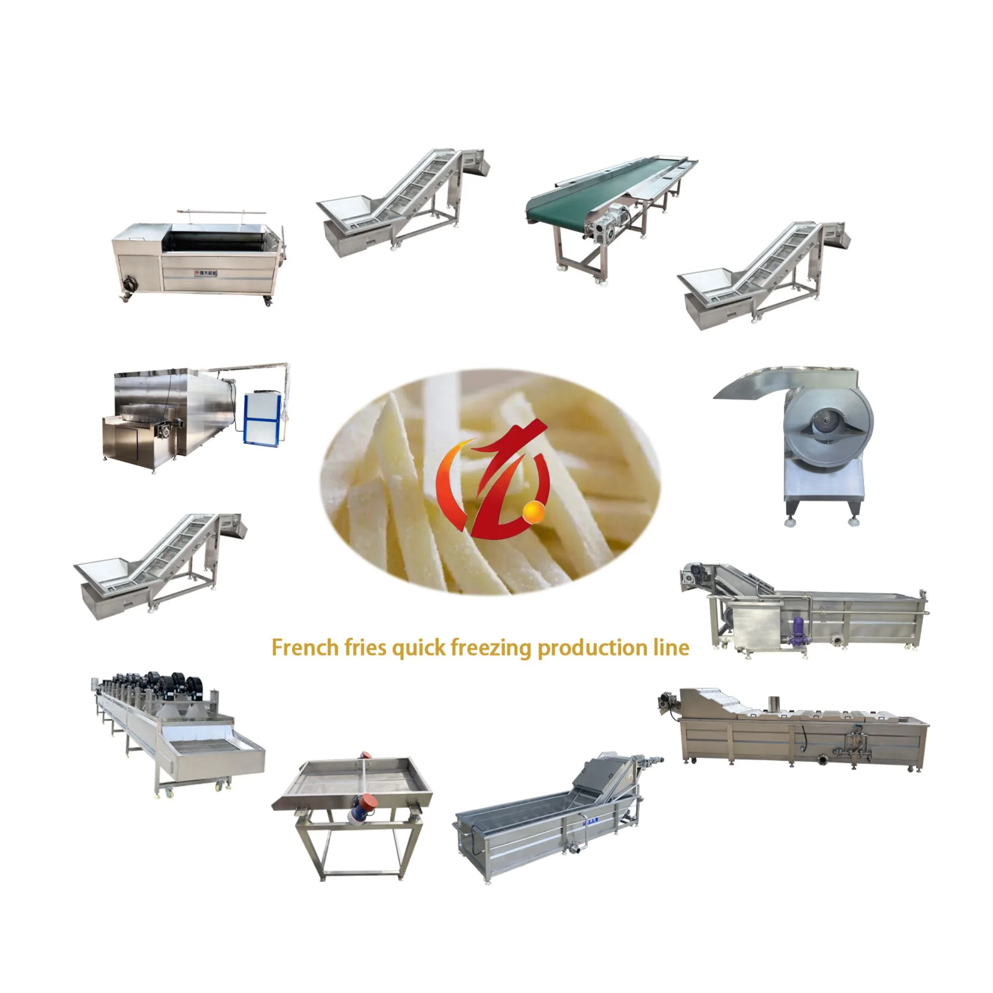 hot sale Fully Automatic Industrial Frozen French Fries Production Line Cassava Fresh Finger Potato Chips Making Machine Price