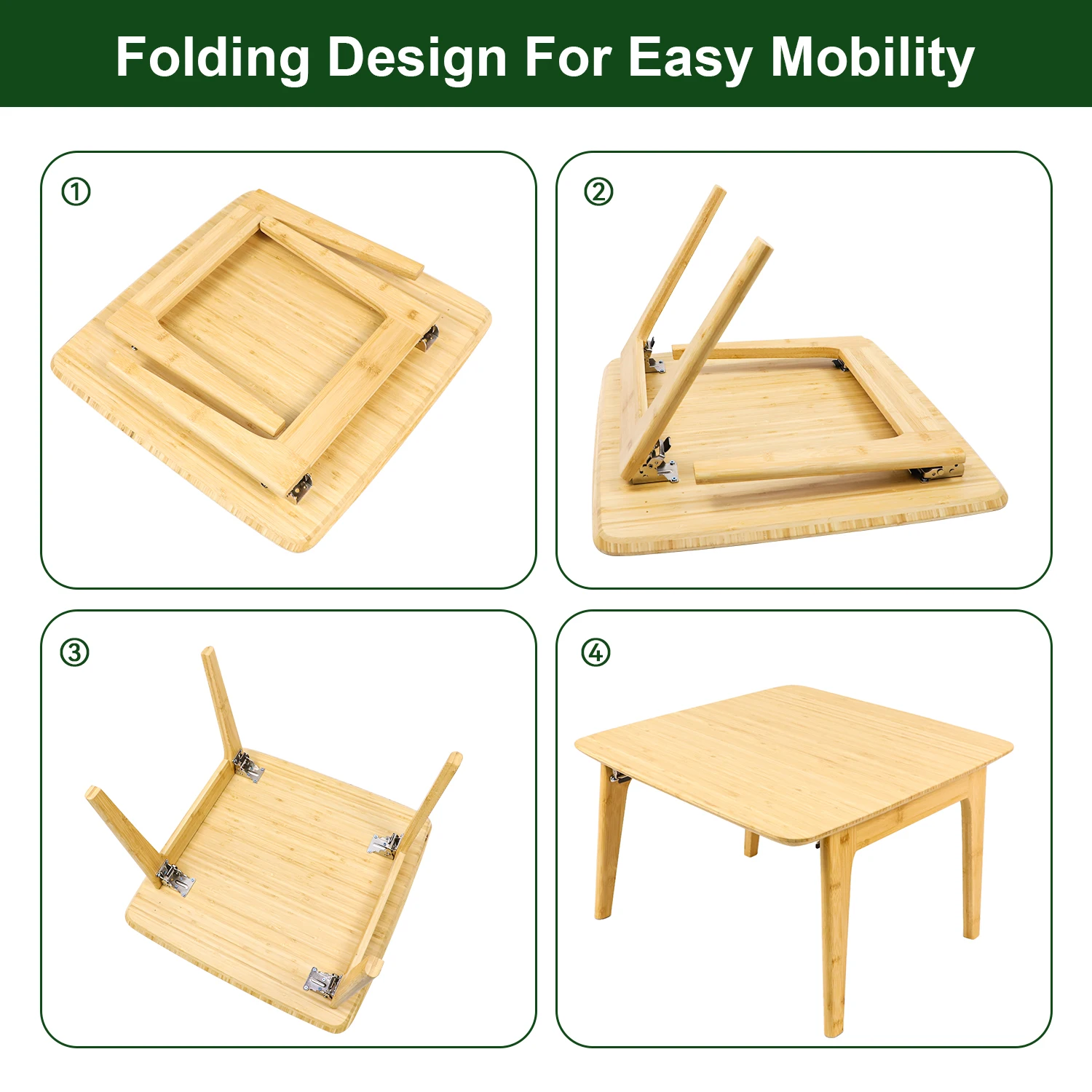 GL Home Office Foldable Bamboo Customized Dining Tea Table High Quality Coffee Computer Table Best For Dinning Room