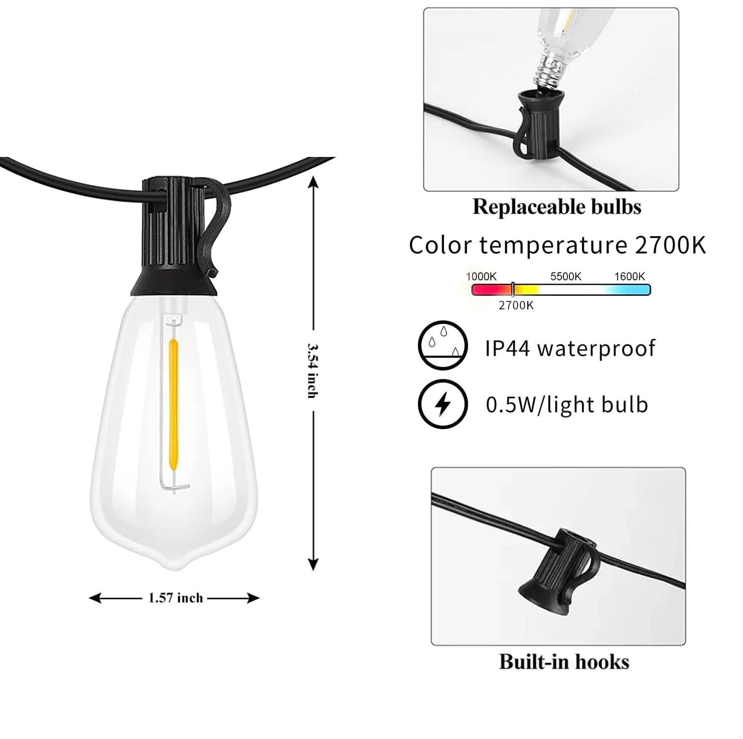 7.5m 25 LED Assemble Model ST38 LED String Lights IP44 Waterproof Indoor/Outdoor LED Fairy Light Christmas Decorative lights