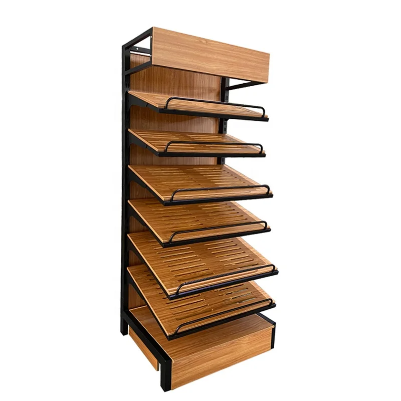 Customized Wooden Bread Display Shelf With Competitive Price