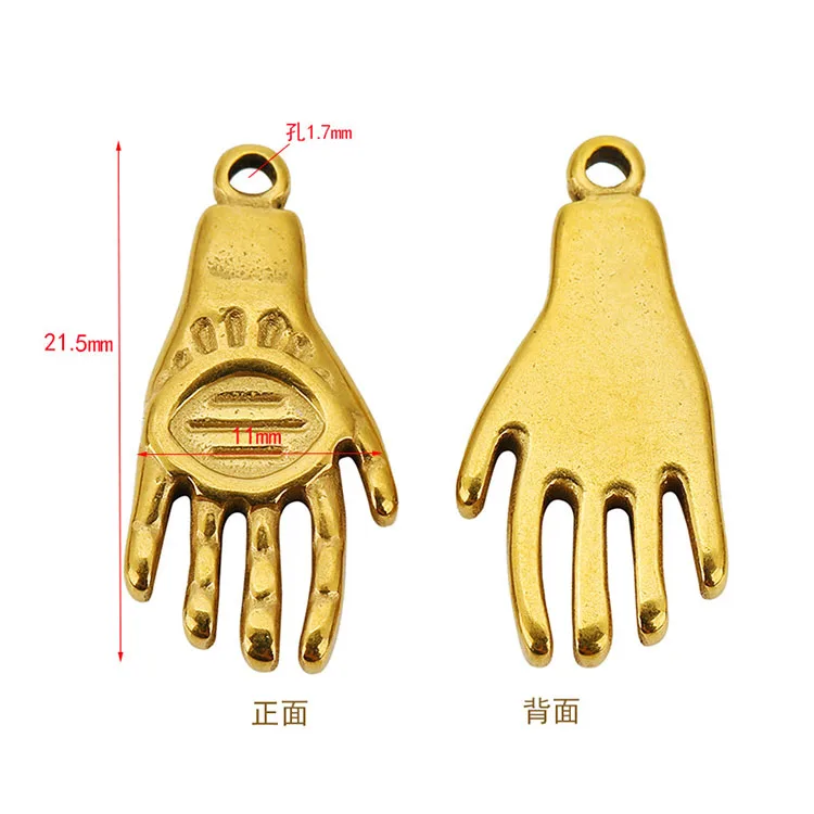 S1213  Vintage 18K Gold Plated Stainless Steel Religious Jewelry Supplies Moon and Sun Evil Eyes Hamsa Hand Disc Charm Pendants