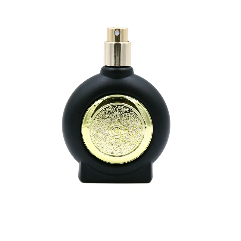 Luxury 50ml Black Empty Perfume Glass Bottle with Gold Spray Cap Pump