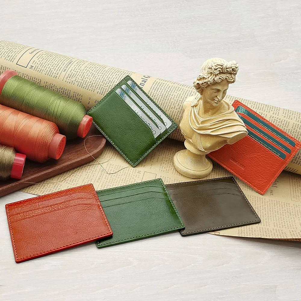 Customized Slim Double Sided Business Name Badge Leather Popular Wallet Card Credit Passport Holder