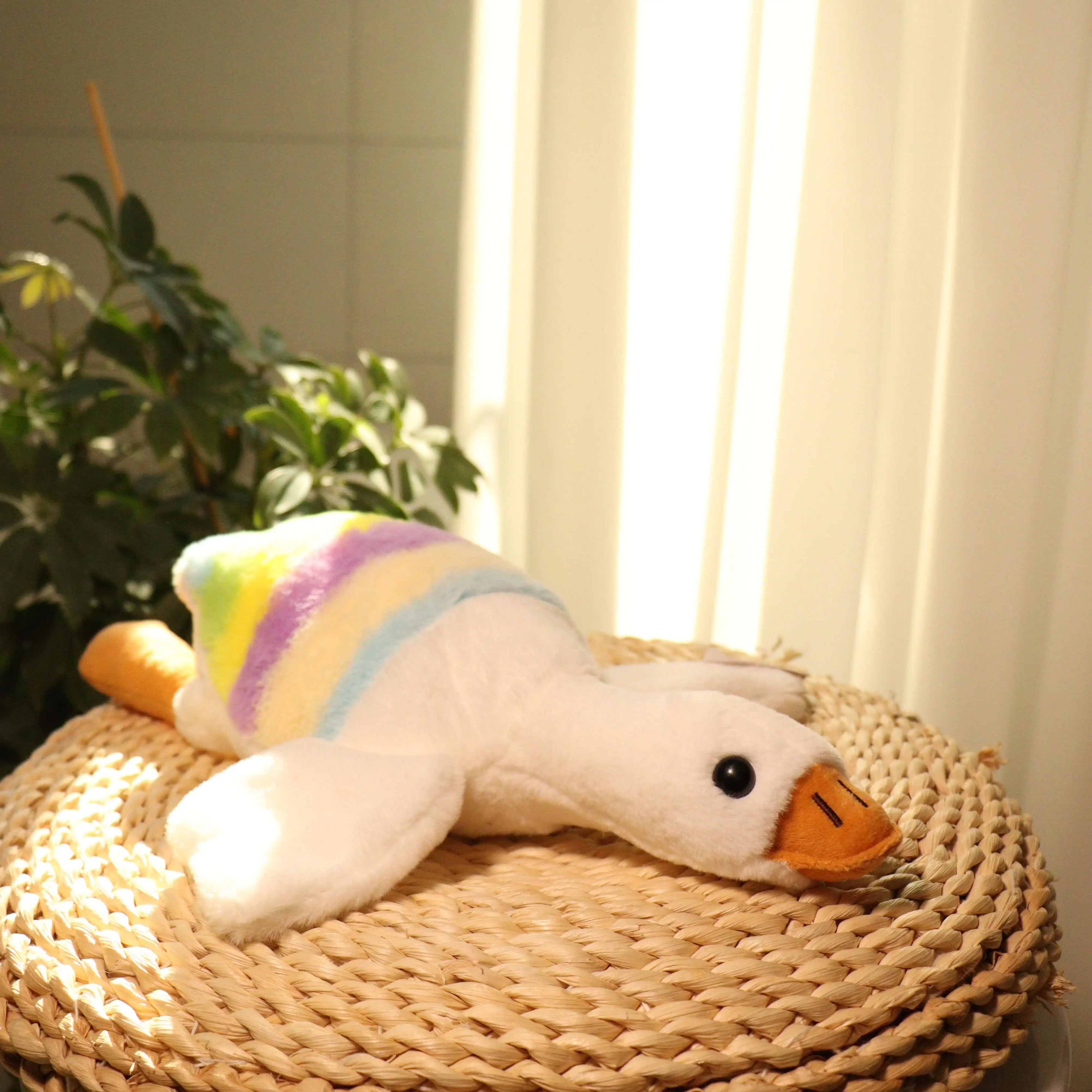 Hot Popular cute stuffed animal plush toy manufacturer rainbow goose fabric & stuff toys plush toys