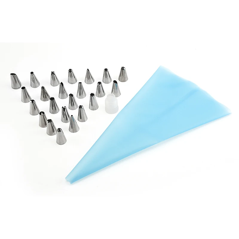 26 PCS/Set Silicone Pastry Bag Tips Kitchen DIY Icing Piping Cream Reusable Pastry Bags +24 Nozzle Set baking set