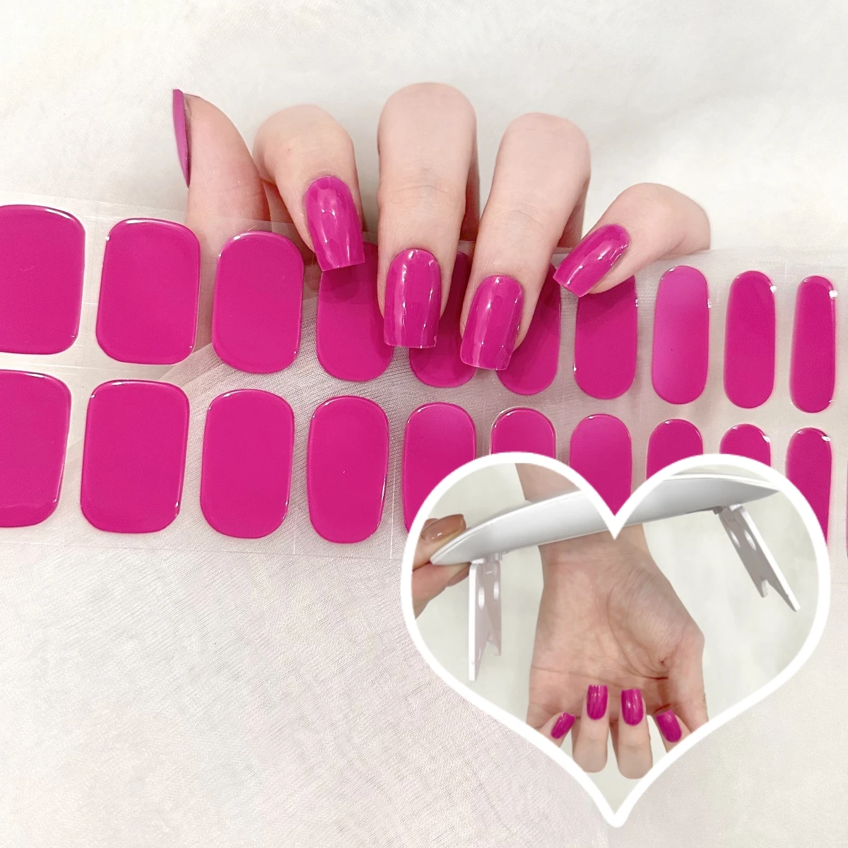 Semi-Cured Gel Nail Sticker with UV Lamp Clear French Nail UV Sticker Full Cover Nail Wraps