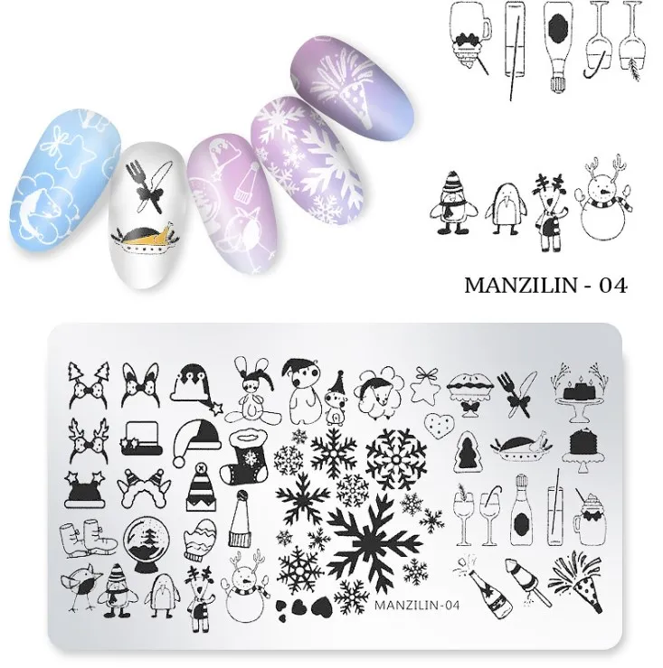 2021 DIY Nail Beauty Design Stainless Metal Material Nail Art Stamp Polish Stamping Plates Christmas Nail Stamp Plate