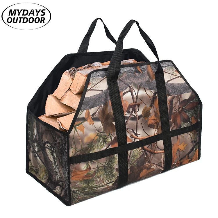 Custom large capacity firewood log carrier heavy duty waxed canvas wood carriers log tote bag 40 x19 firewood