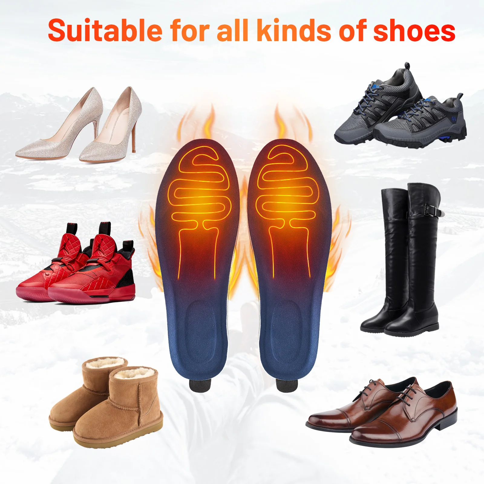 Insole Can Be Cut to Size Washable Foot Warmer Shoe Thermal Heating Heated Insoles Wholesale Insoles Supplier