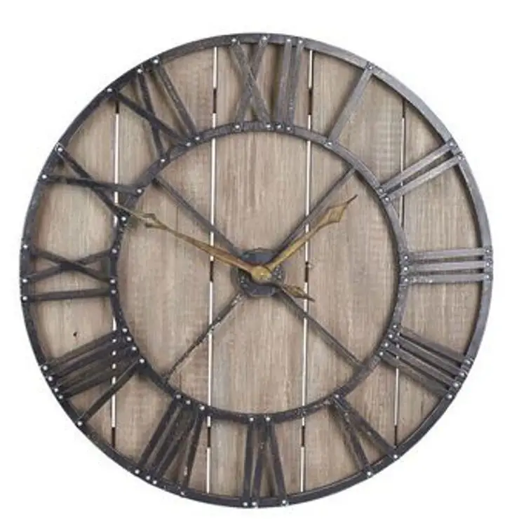 
Factory retro metal roman numeral round hanging wall clock 
