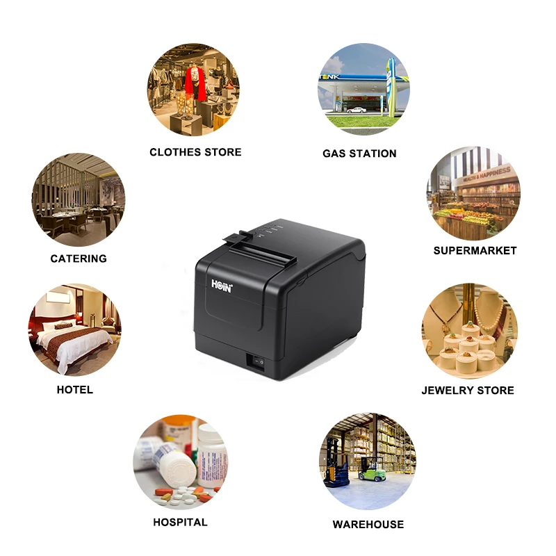 Factory Supply 80mm HOP-E801 Hoin 3 inch Thermal Receipt Printer Bill Printer Ticket Machine 1D 2D barcode thermal printer