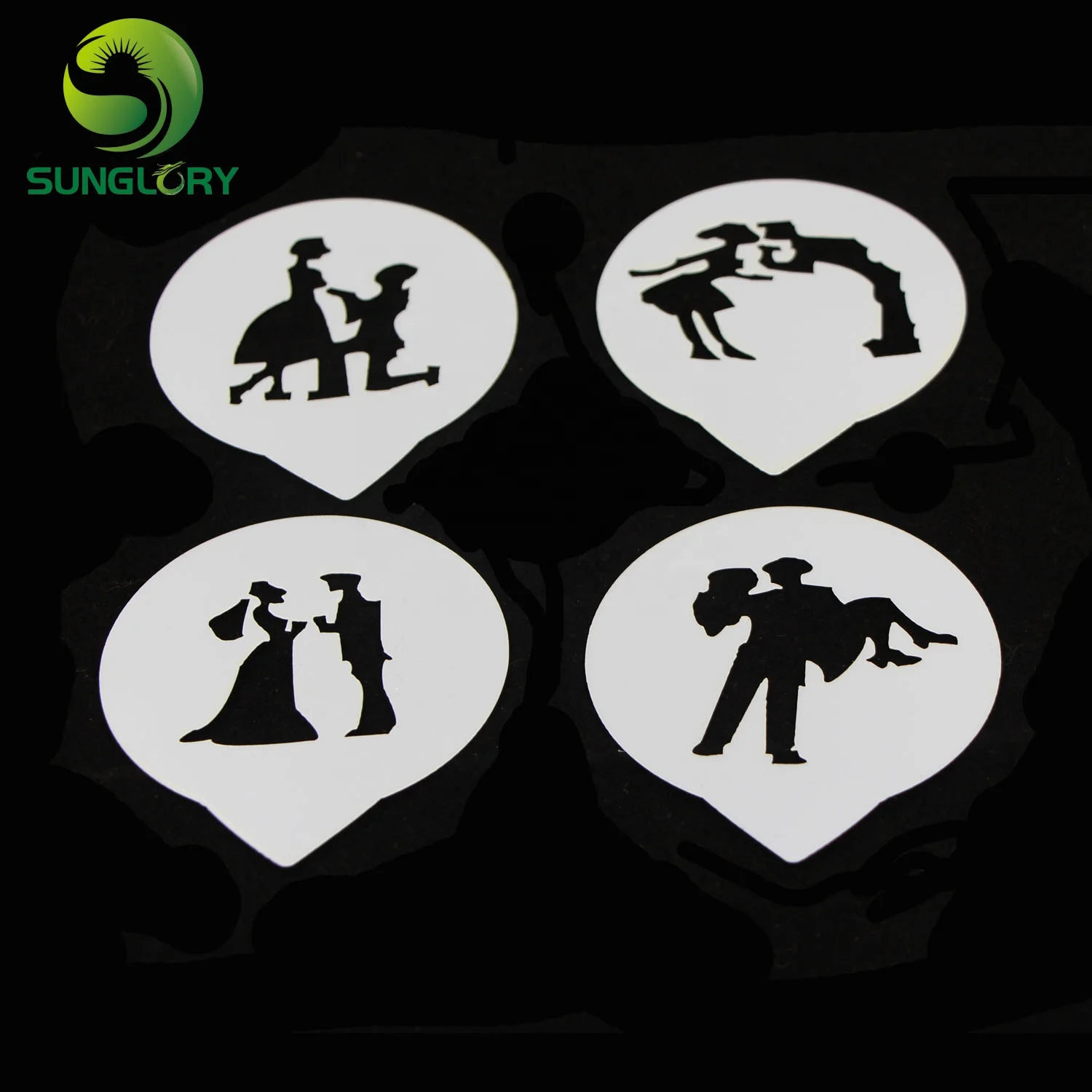 Small 4Pcs/Set Wedding Decoration Cake Stencil Couple Lovers Cupcake Cookie Stencils Cake Template Mold Baking Tools For Cakes