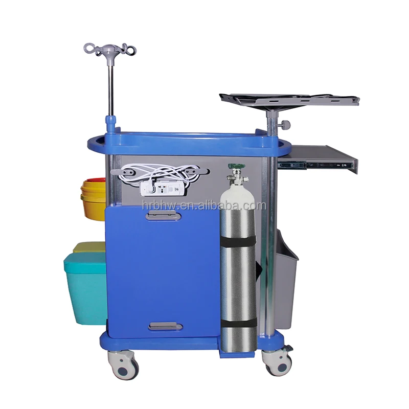 High Quality ABS Emergency Trolley Hospital ICU Room Medical Nursing Crash Cart