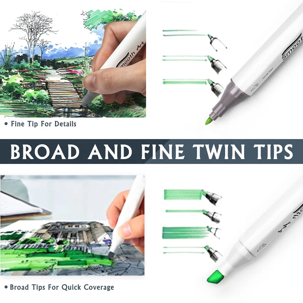 New Min 12 Max 200 colors dual twin tips double headed ended non-alcoholic/alcohol art drawing marker pens set with fabric bag