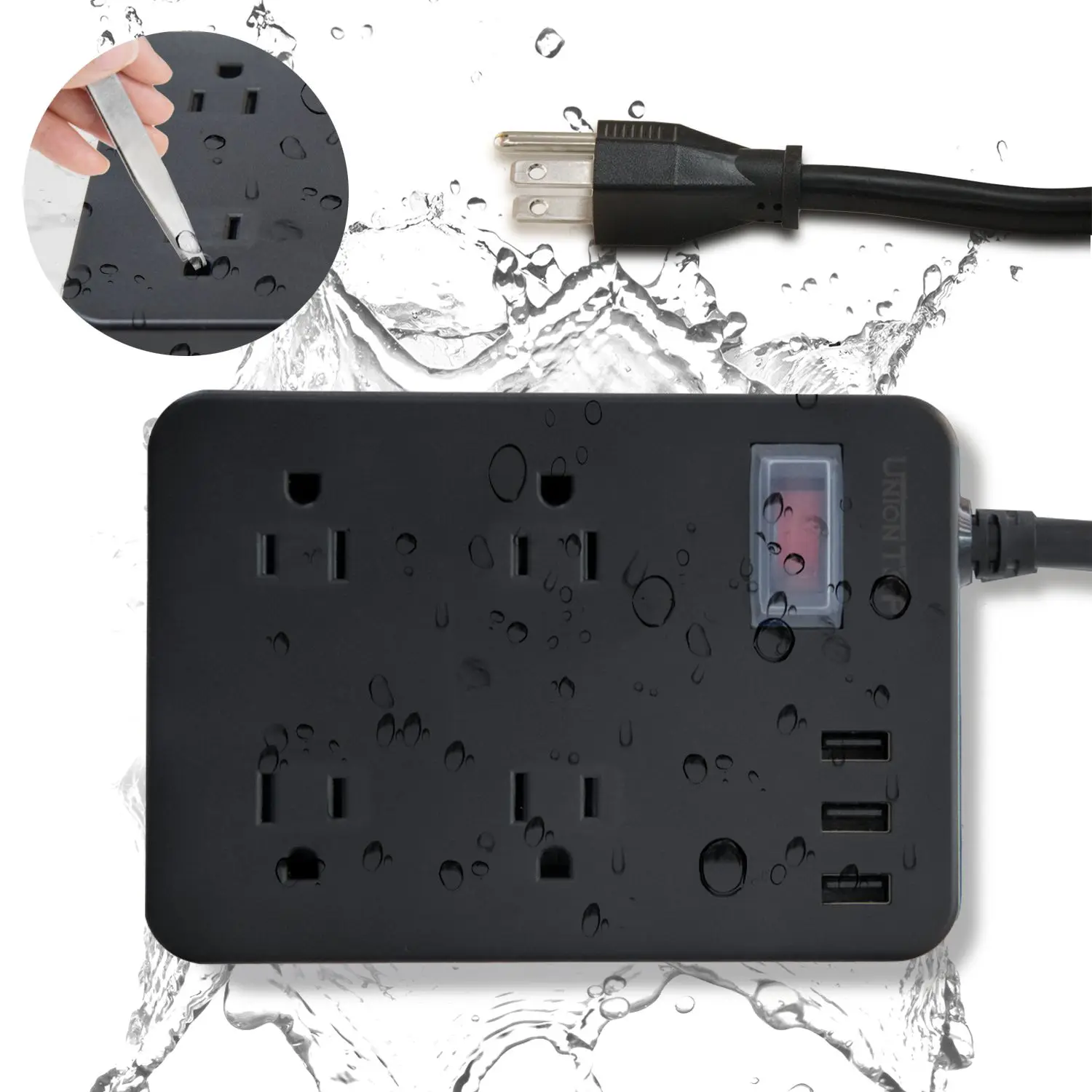 4 розетки США водонепроницаемый usb удлинитель стабилизатор напряжения сетевые полосы