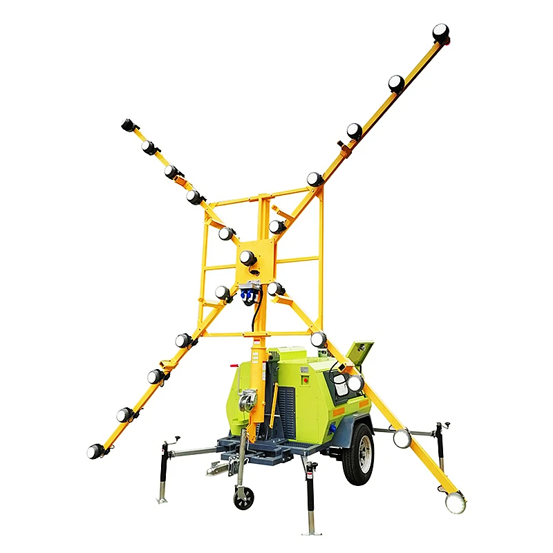 Construction Machinery Portable Led Light Towers 5 m 7 m 9 m Trailer Hand Lifting Mobile Lighting Tower Diesel Generator Set