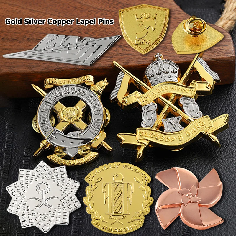Hot Badge Pin Manufacturer Custom Pins Metal Logo 2d 3D Die Stamping Gold Silver Copper Plated Brooch Pins for Hats or Clothes