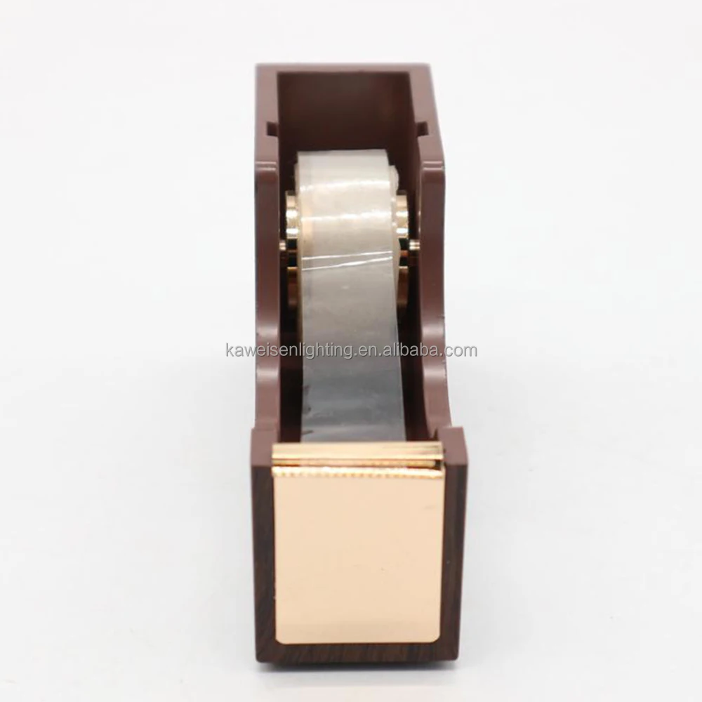 Office Stationary Equipment Desktop accessories Dark Wood Grain Acrylic Tape Dispenser Tape Cutter with Rose Gold Blade