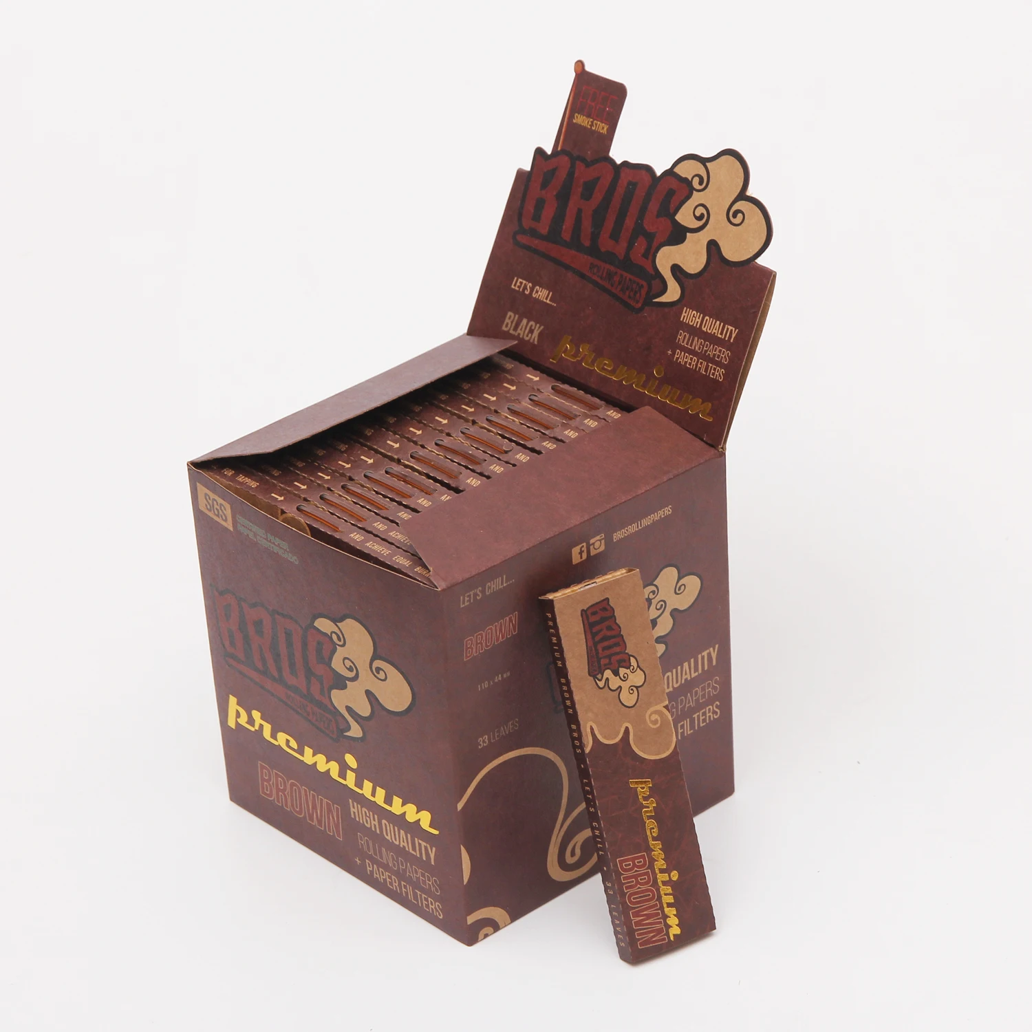 bros brown custom tobacco unbleached paper tips filters logo smoking rolling paper