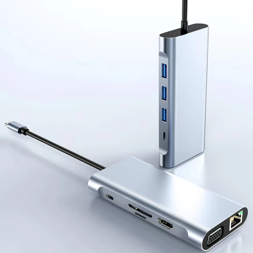 Прямая продажа с фабрики, док-станция десять в одном Type-C, usb C для сетевого порта VGA, Двойная зарядка PD HD hub3. 0 док-станция