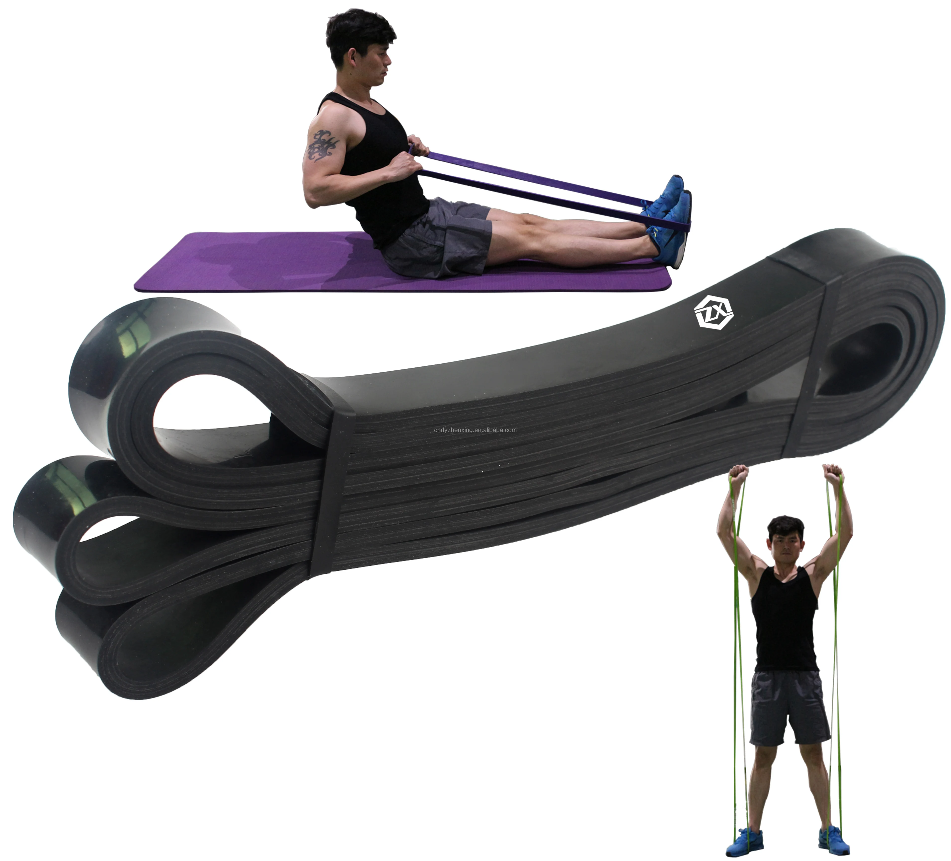 Customized resistance band set fitness elastic bands colors red and black rubber band pull up