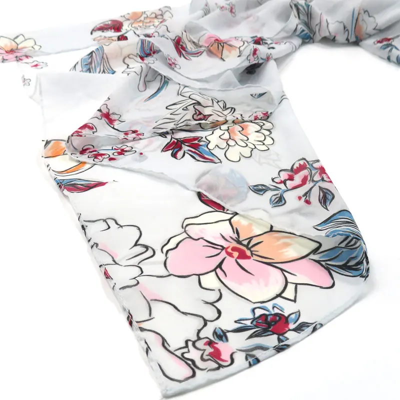 2021 fashion scarf  screen printting floral  scarf soft plain shawl