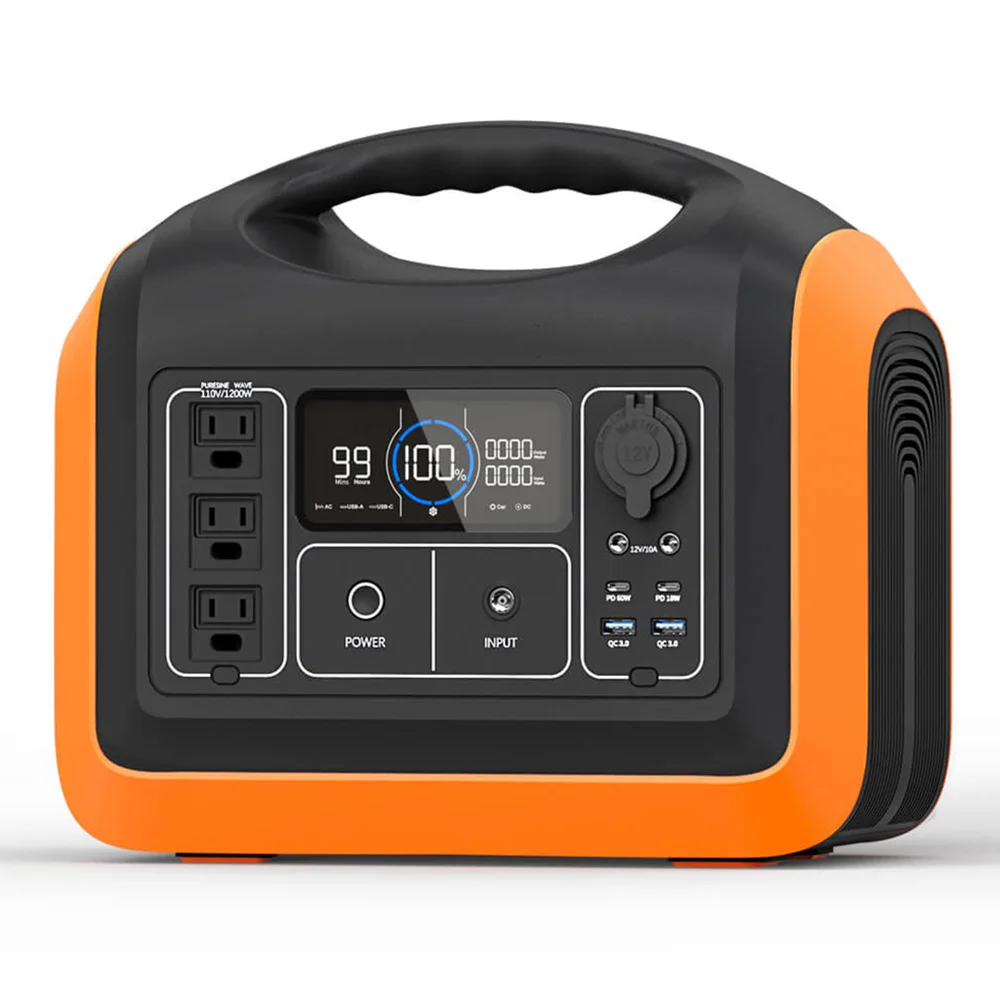 1200W Camping Emergency Backup 220 110V Mobile Outdoor LiFePO4 Battery Bank Charging Portable Power Station Solar Generators